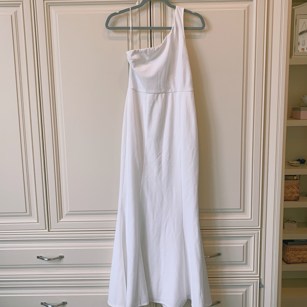 White one-shoulder formal dress